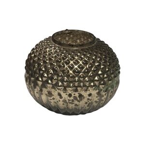 Silver Mercury Glass Globe Hobnail Votive Candle Holder